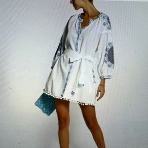 Melissa Odabash Tassel Trim ‘Eliza’ Belted Dress